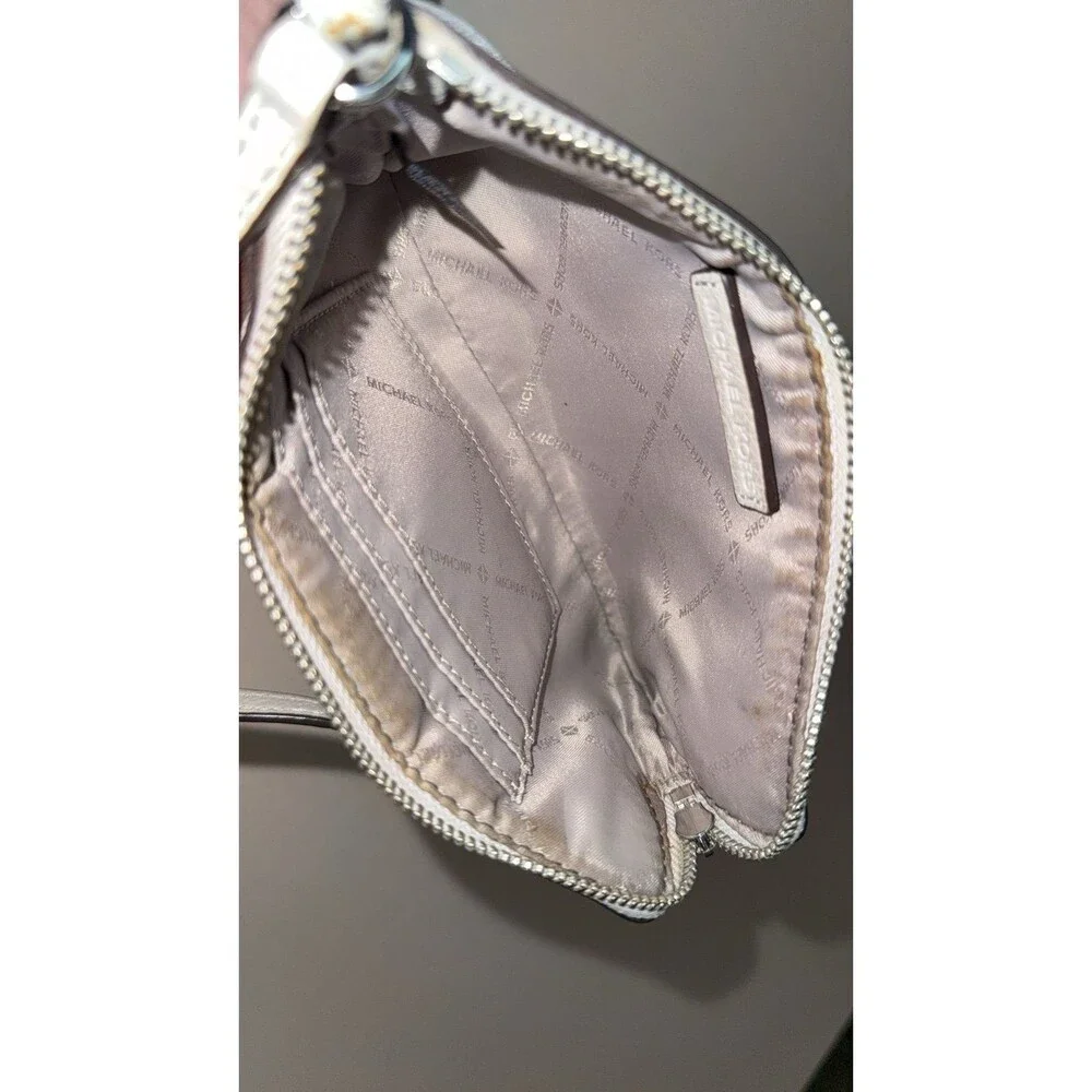 Michael Kors MK signature wristlet pouch white clutch